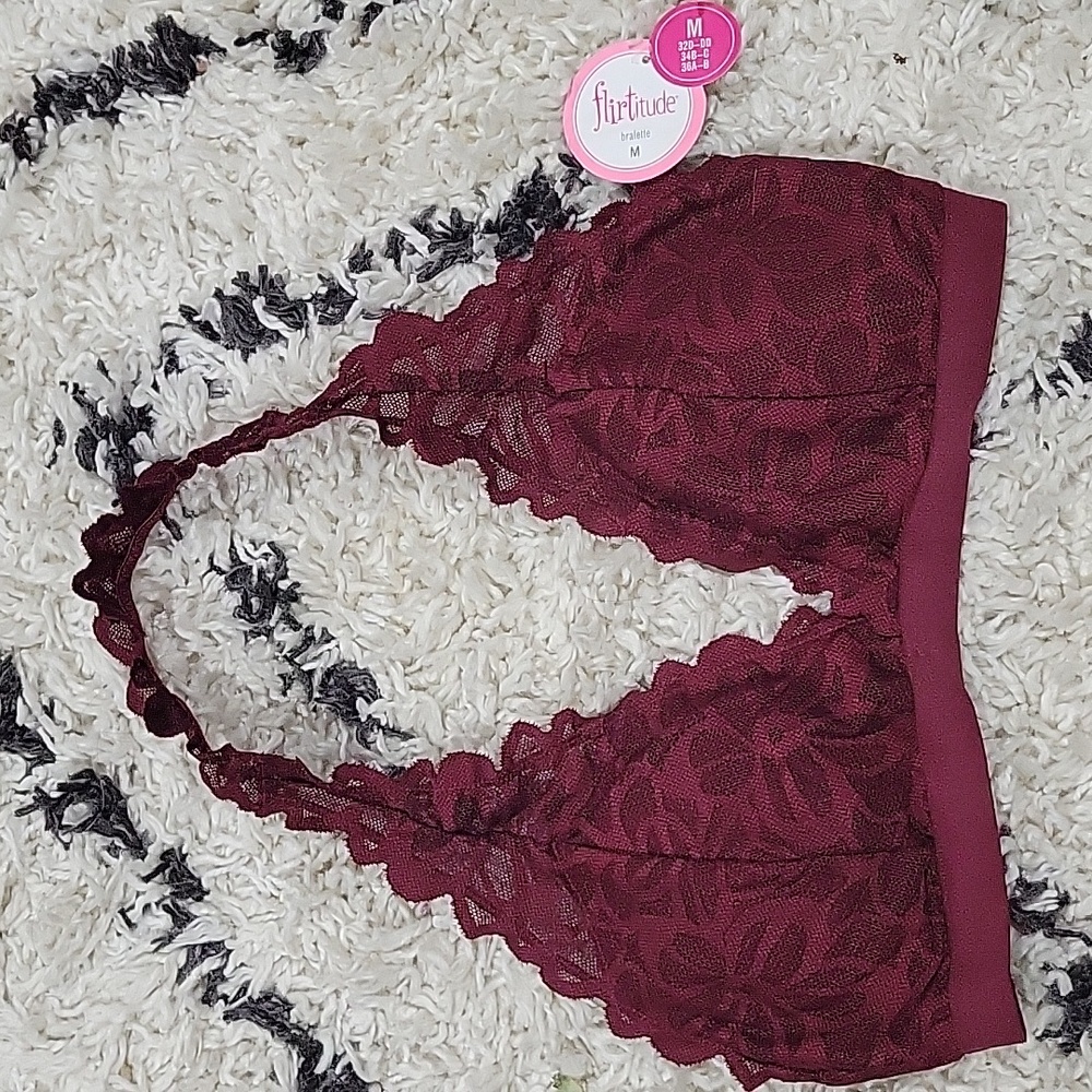 Flirtitude Maroon Padded Lace Bralette